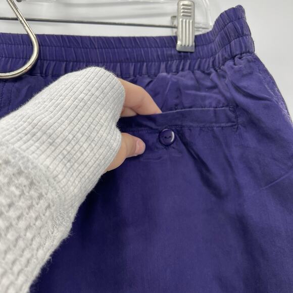 Vintage Silk Windbreaker Pants Women Large Eggplant Purple 90s Jogger Zip Ankle - Picture 5 of 11